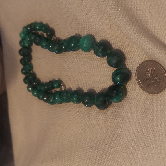 Genuine malachite beaded necklace. Antique crystal necklace.